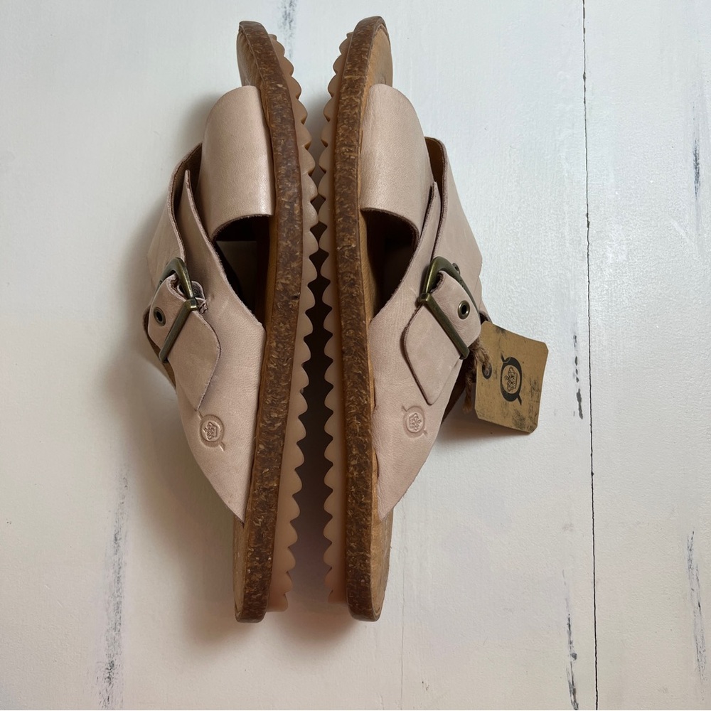 Born Women's Beige Leather Buckle Slide Sandals - Picture 8 of 12